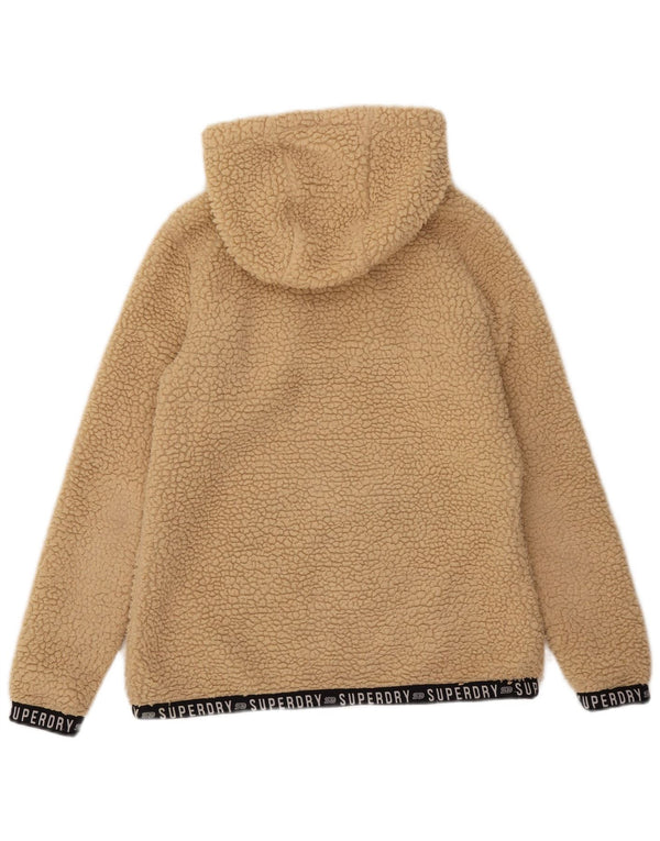 Maglione da donna in pile con grafica oversize Superdry UK 8 Small Beige