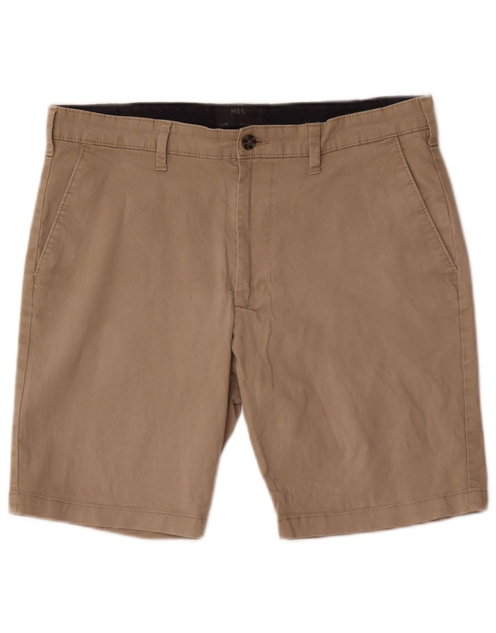 Pantaloncini chino da uomo Marks & Spencer W34 grandi in cotone marrone
