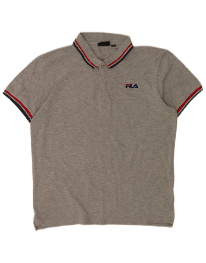 Polo da uomo Fila in cotone grigio medio