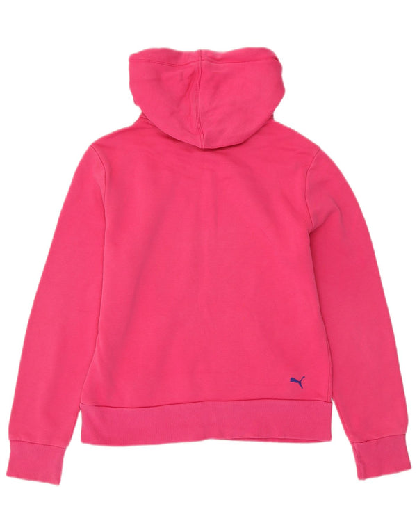 PUMA Felpa con cappuccio grafica da donna UK 12 Cotone rosa medio