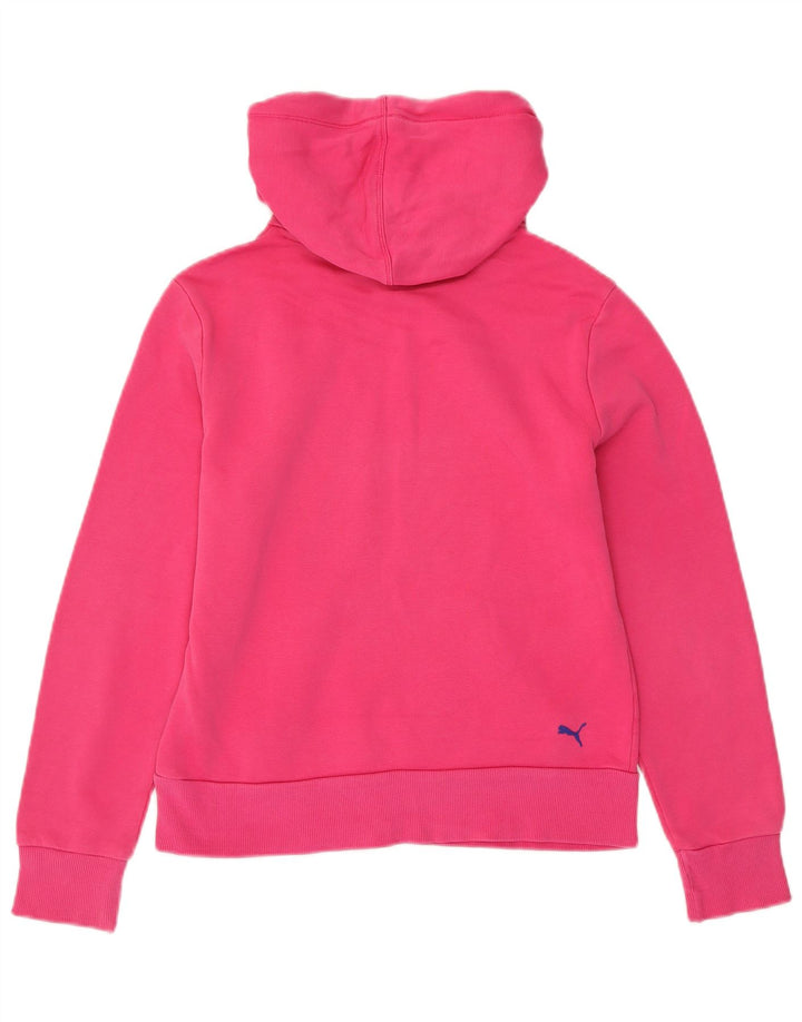 PUMA Felpa con cappuccio grafica da donna UK 12 Cotone rosa medio