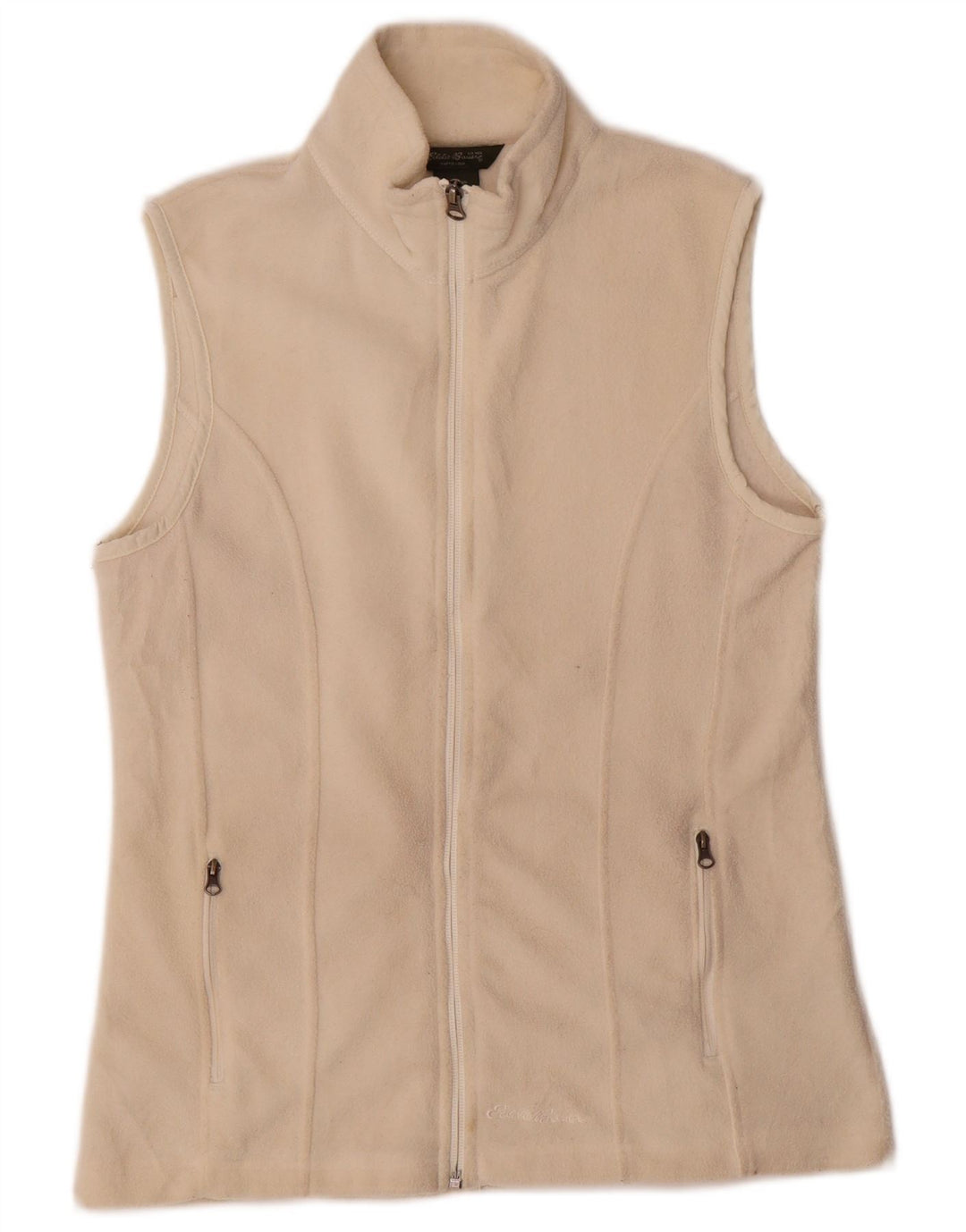 Gilet in pile da donna Eddie Bauer UK 10 piccolo bianco sporco