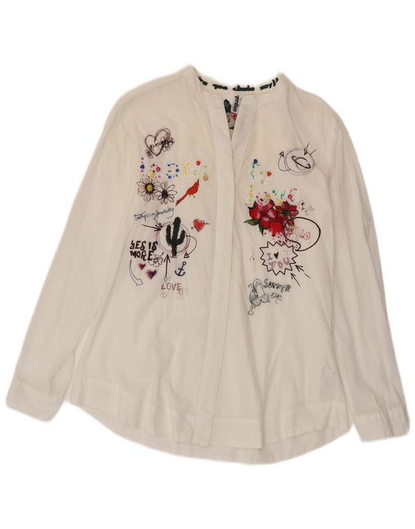Desigual Camicetta a maniche lunghe grafica da donna Top UK 14 Large White Floral