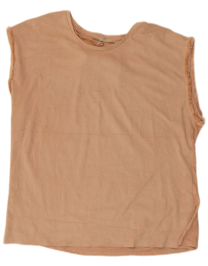 Canotta da donna Zara UK 16 grande in poliestere beige