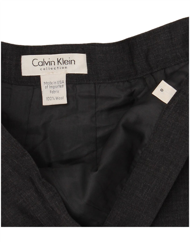 CALVIN KLEIN Gonna dritta da donna US 8 Medium W26 Lana grigia