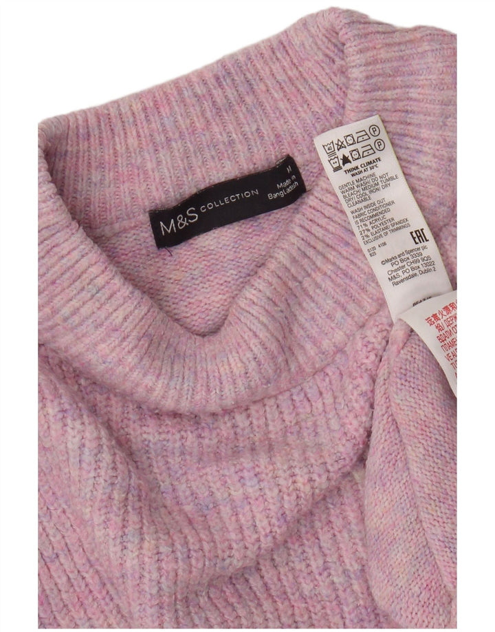 Maglione maglione girocollo da donna Marks & Spencer UK 14 rosa medio chiazzato