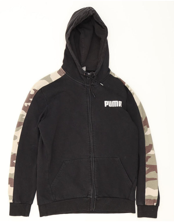 Felpa con cappuccio e zip grafica da uomo Puma in cotone mimetico nero medio