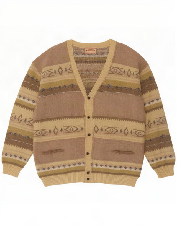 Settebello Maglione cardigan da uomo grande marrone geometrico