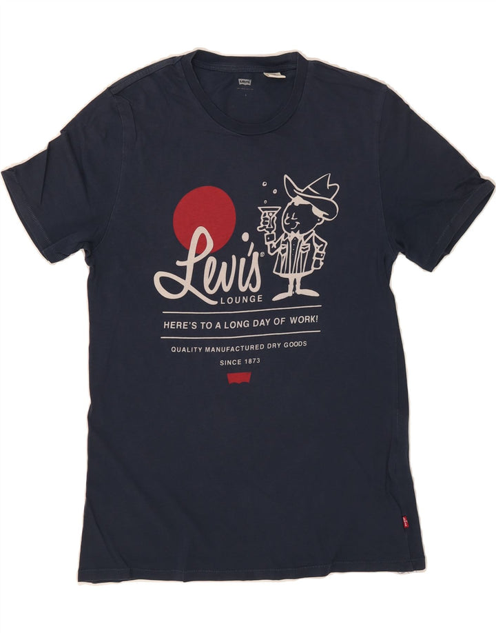 LEVI'S Mens Graphic T-Shirt Top Small Navy Blue Cotton Vintage Levi's and Second-Hand Levi's from Messina Hembry 
