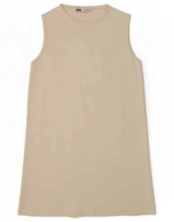 Zara Womens Sleeveless Shift Dress UK 10 Small White Polyamide