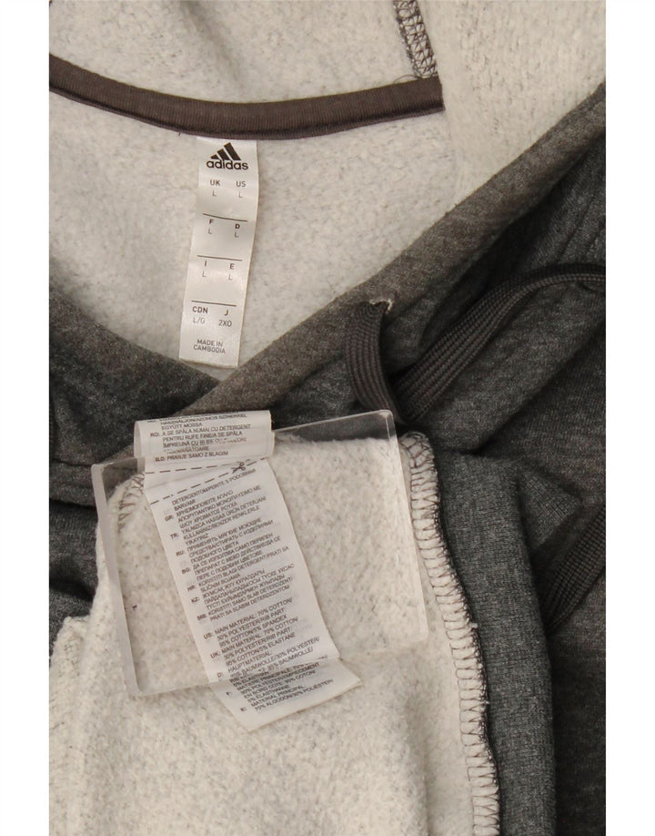 Maglione con cappuccio da uomo ADIDAS grande in cotone grigio