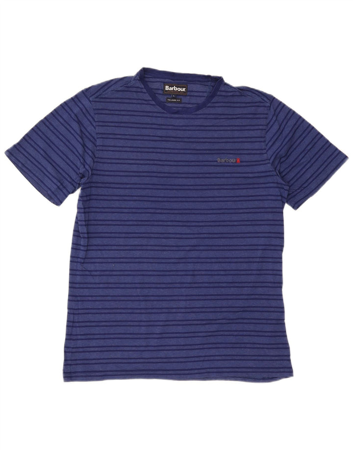 T-shirt Barbour da uomo su misura, top grande in viscosa a righe blu