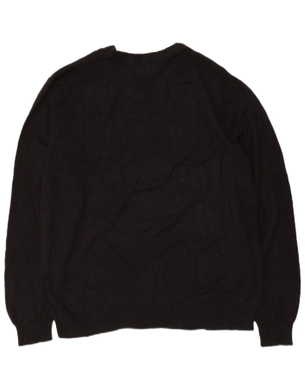 Pierre Cardin Womens V-Neck Jumper Sweater UK 20 2XL Black Acrylic