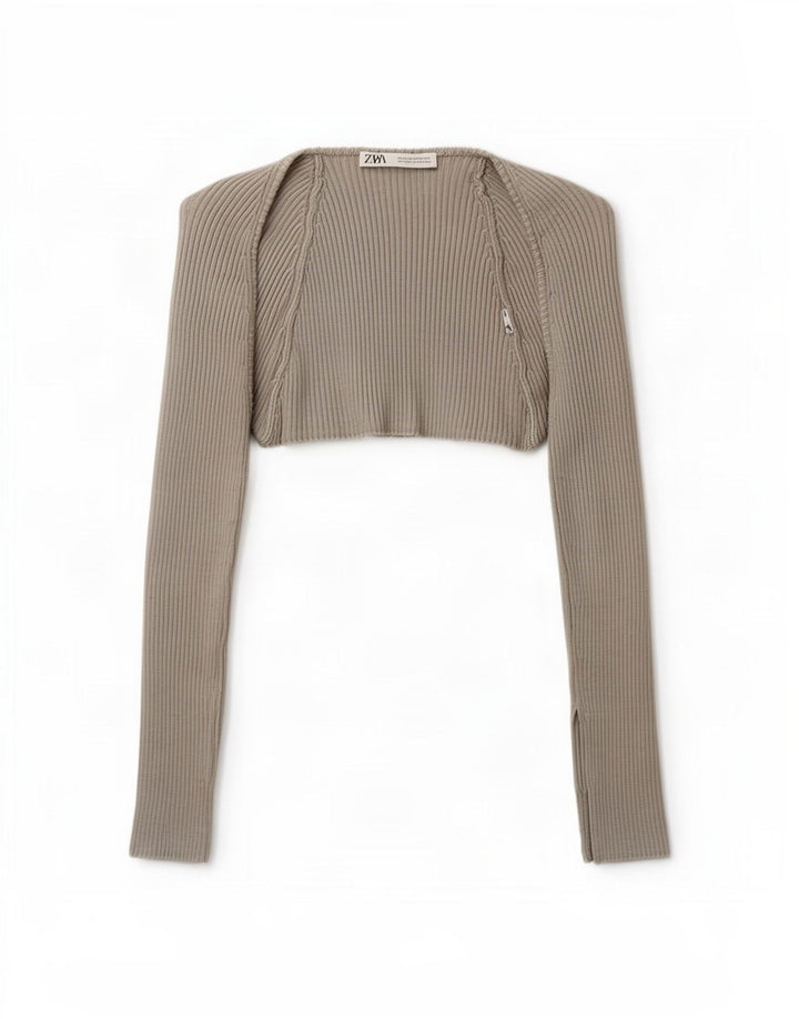 Top Bolero aperto corto da donna Zara UK 12 Grigio medio