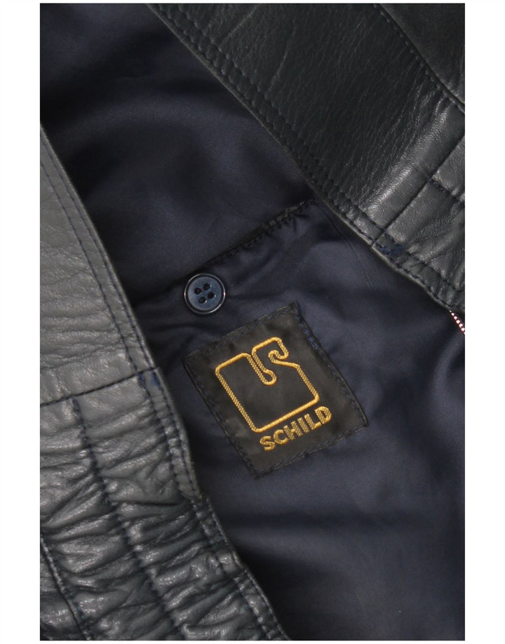 Giacca in pelle vintage da uomo UK 42 XL in pelle blu navy