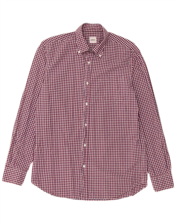 Camicia da uomo Aspesi taglia 41 16 grande cotone a quadretti rossi