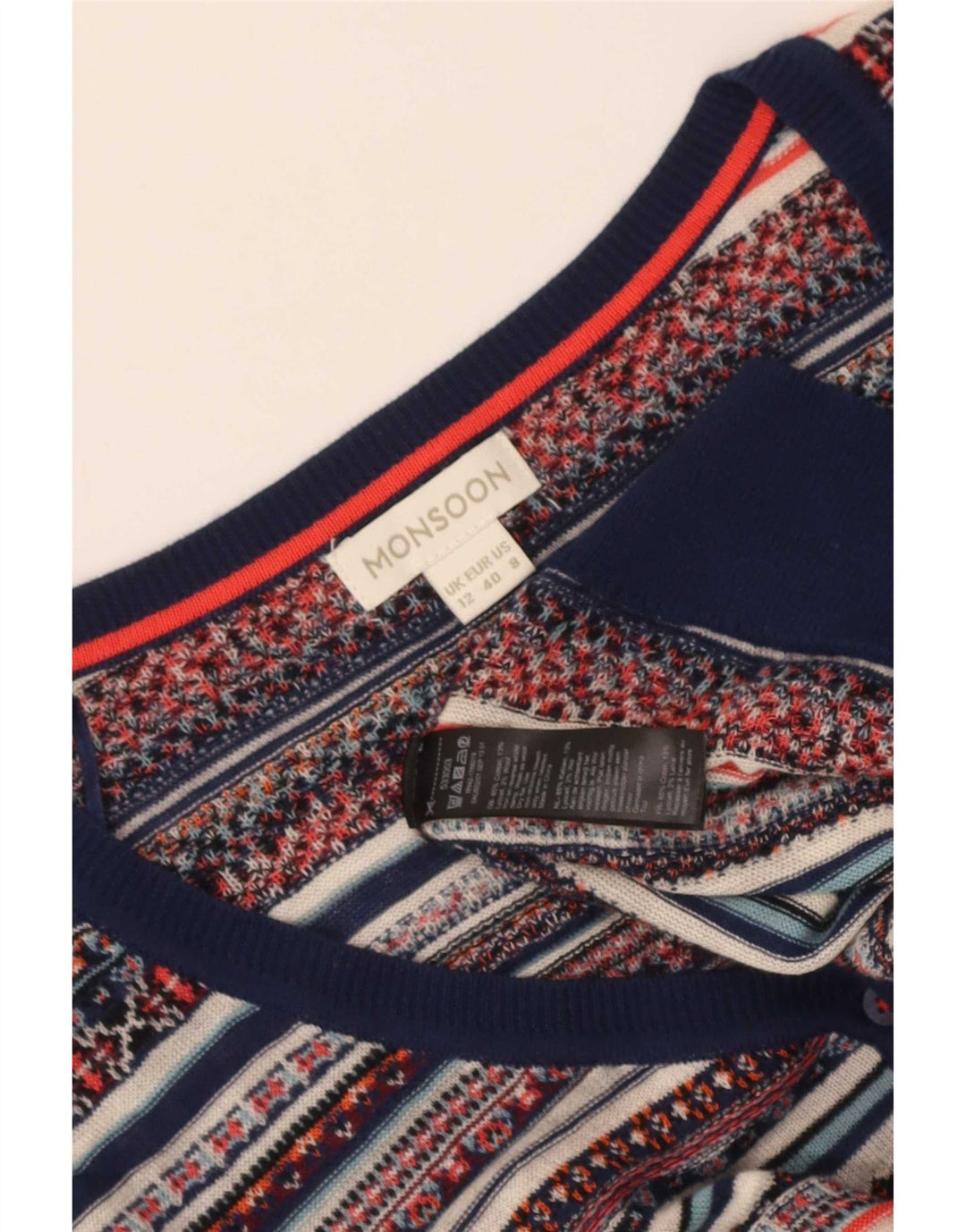 Maglione da donna con scollo a V Monsoon UK 12 Fair Isle medio multicolore