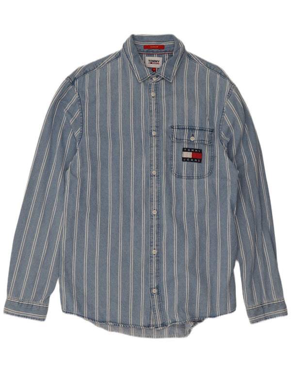 Camicia da uomo Tommy Hilfiger Classic Fit in cotone a righe blu medio