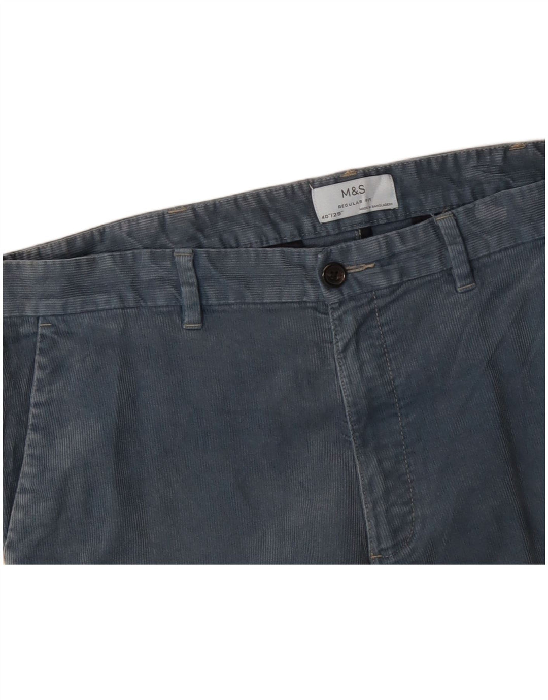 MARKS & SPENCER Pantaloni dritti da uomo in velluto a coste W40 L29 Blu