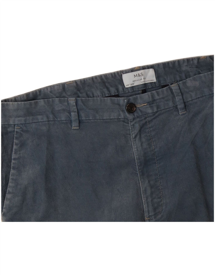 MARKS & SPENCER Pantaloni dritti da uomo in velluto a coste W40 L29 Blu