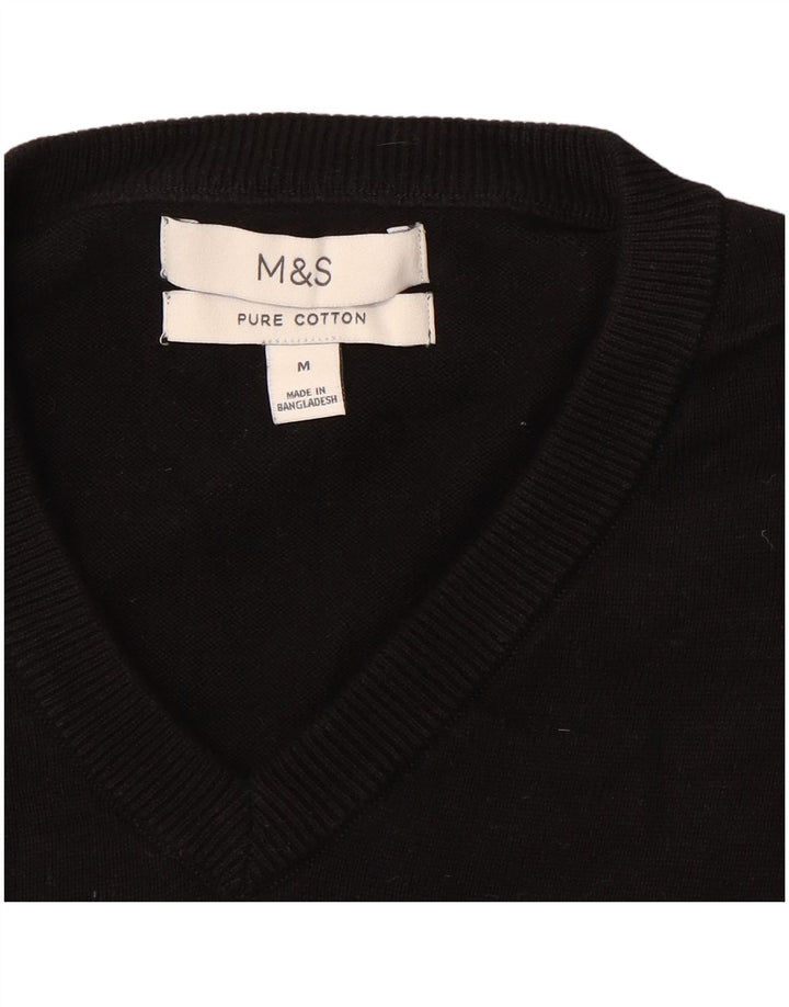 Maglione da uomo con scollo a V Marks & Spencer in cotone nero medio