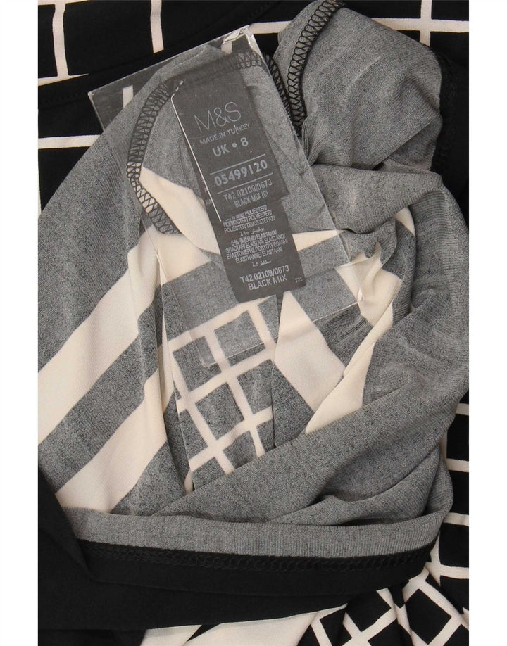 Abito tubino con maniche a 3/4 Marks & Spencer da donna UK 8 piccoli quadri neri