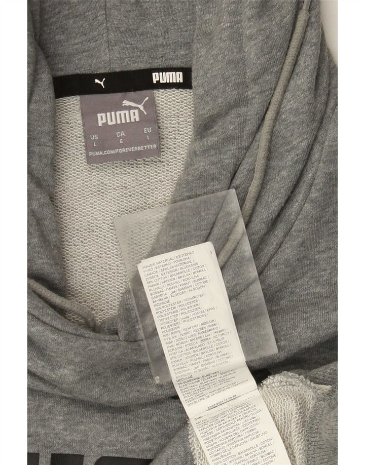 Felpa con cappuccio grafica da uomo Puma Large in cotone grigio