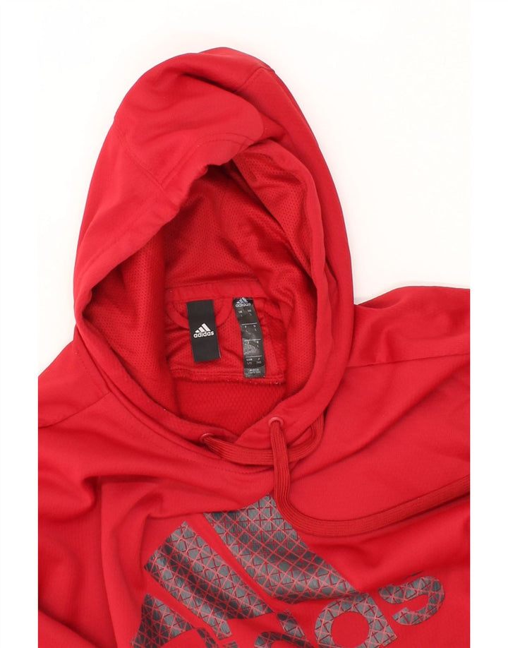 ADIDAS Mens Graphic Hoodie Jumper Large Red Polyester Vintage Adidas and Second-Hand Adidas from Messina Hembry 