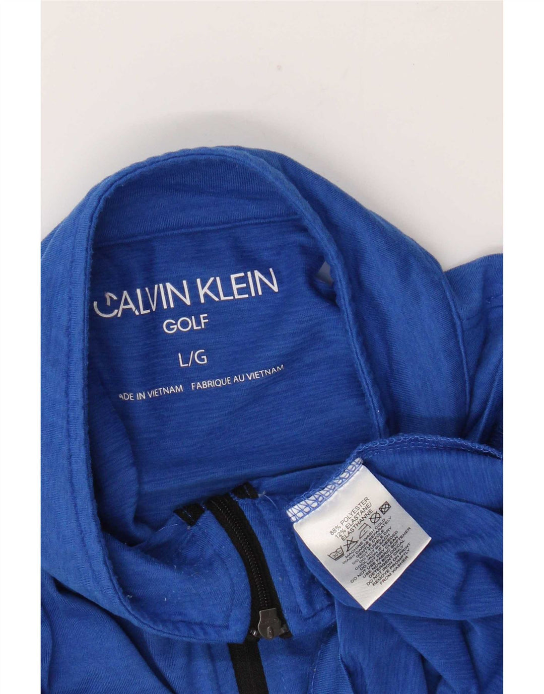 Calvin Klein - Tuta da uomo pullover con zip e collo, grande, in poliestere blu