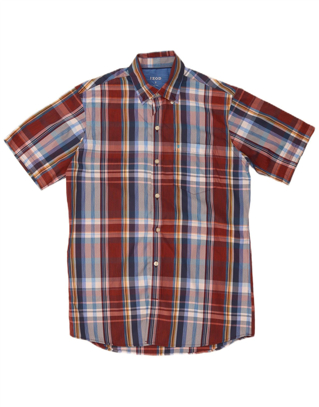 Camicia a maniche corte da uomo Izod in poliestere a quadri multicolore piccolo