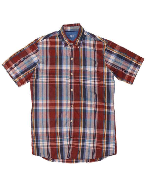 Camicia a maniche corte da uomo Izod in poliestere a quadri multicolore piccolo