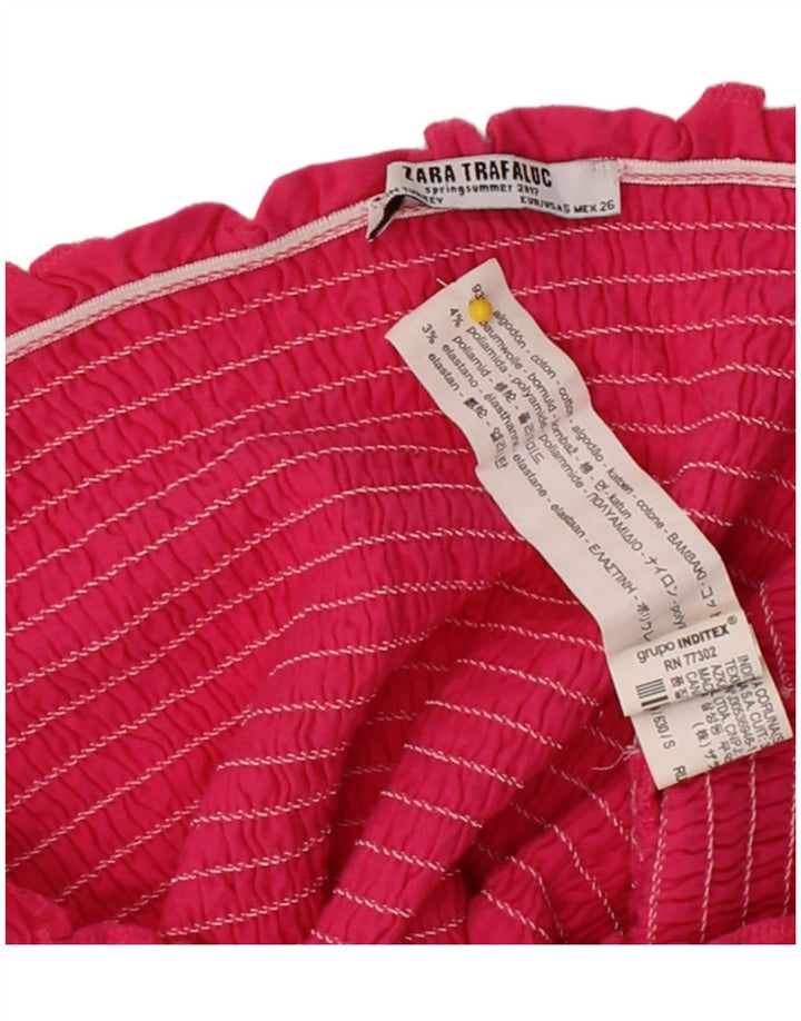 ZARA Womens Off Shoulder Crop Top UK 8 Small Red Cotton Vintage Zara and Second-Hand Zara from Messina Hembry 
