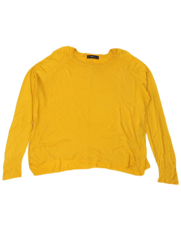 Maglione maglione con scollo a barca da donna Zara UK 16 grande viscosa gialla
