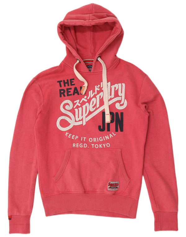 Felpa con cappuccio grafica da uomo Superdry XS in cotone rosa