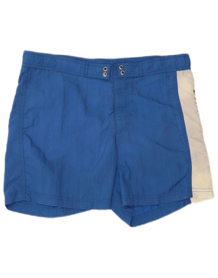 Pantaloncini da bagno grafici da uomo di Bikkembergs blu medio color block in poliammide