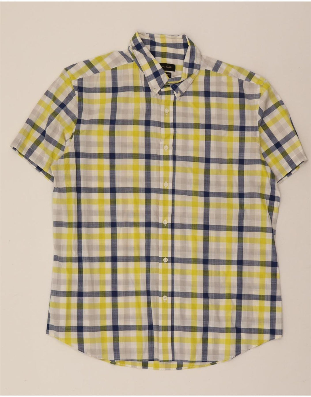 MASSIMO DUTTI Mens Short Sleeve Shirt XL Yellow Check Vintage Massimo Dutti and Second-Hand Massimo Dutti from Messina Hembry 