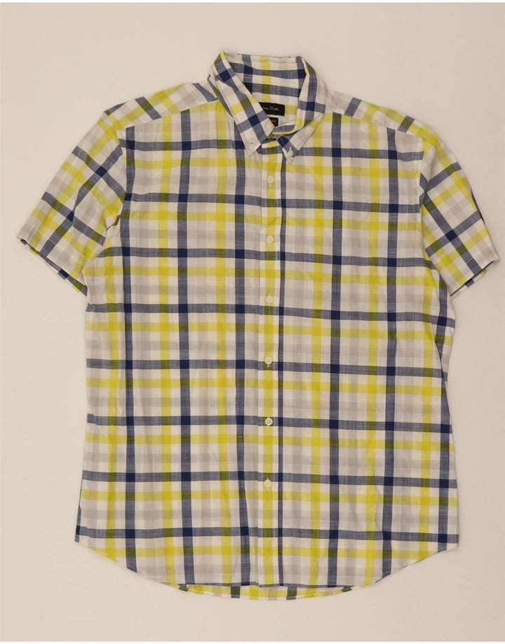 MASSIMO DUTTI Mens Short Sleeve Shirt XL Yellow Check Vintage Massimo Dutti and Second-Hand Massimo Dutti from Messina Hembry 