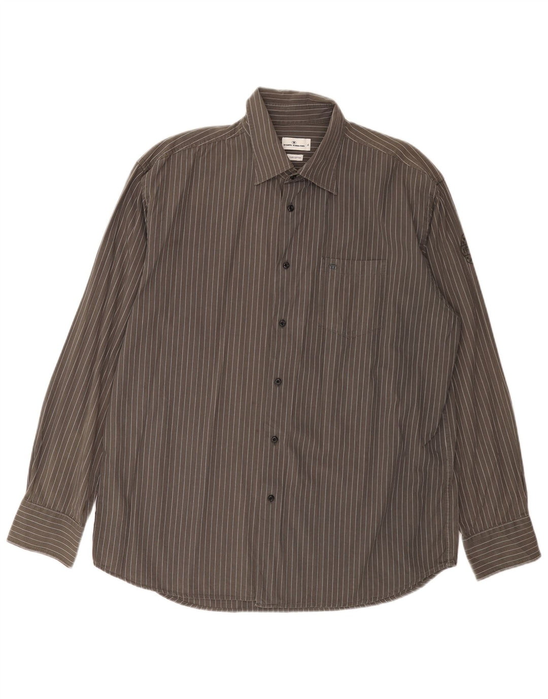 TOM TAILOR Camicia da uomo XL in cotone gessato grigio