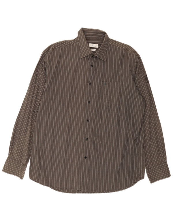 TOM TAILOR Camicia da uomo XL in cotone gessato grigio