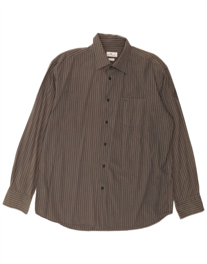 TOM TAILOR Camicia da uomo XL in cotone gessato grigio