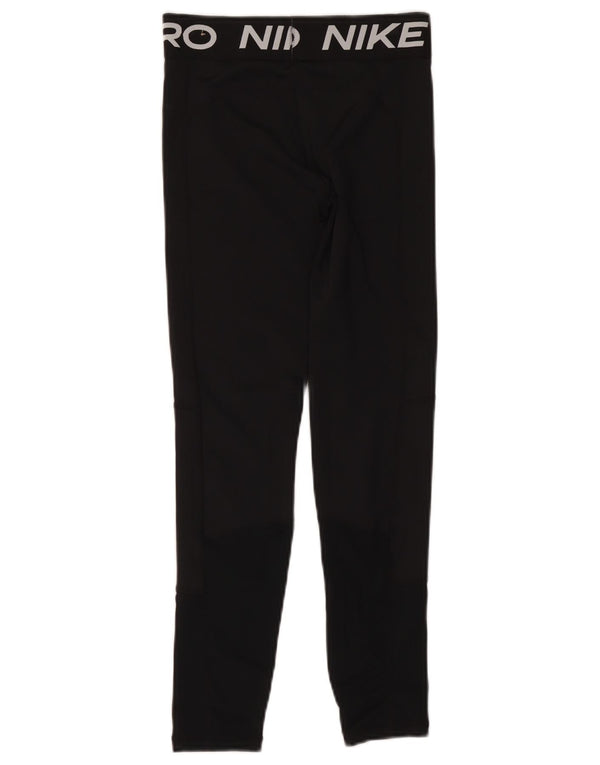 Nike Girls Dri Fit Graphic Leggings 12-13 Years Large Black Polyester