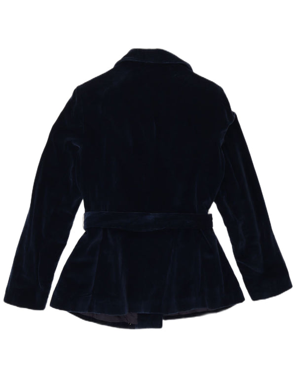 Giacca blazer in velluto da donna vintage UK 12 medio blu navy