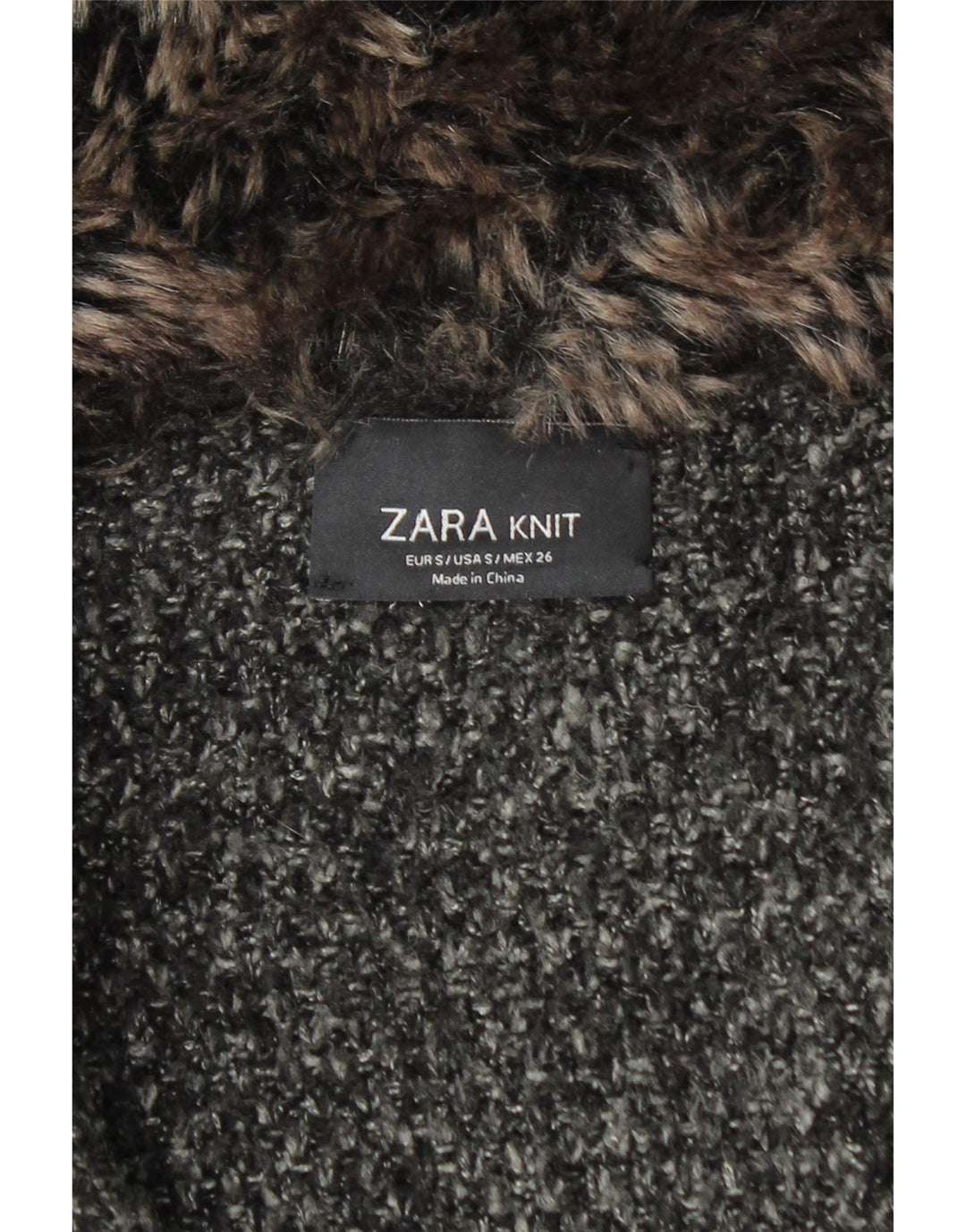 Soprabito oversize in maglia Zara da donna UK 10 piccolo acrilico chiazzato nero