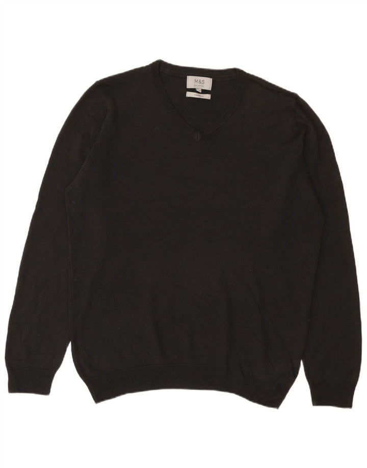 Maglione da uomo con scollo a V Marks & Spencer grande acrilico nero