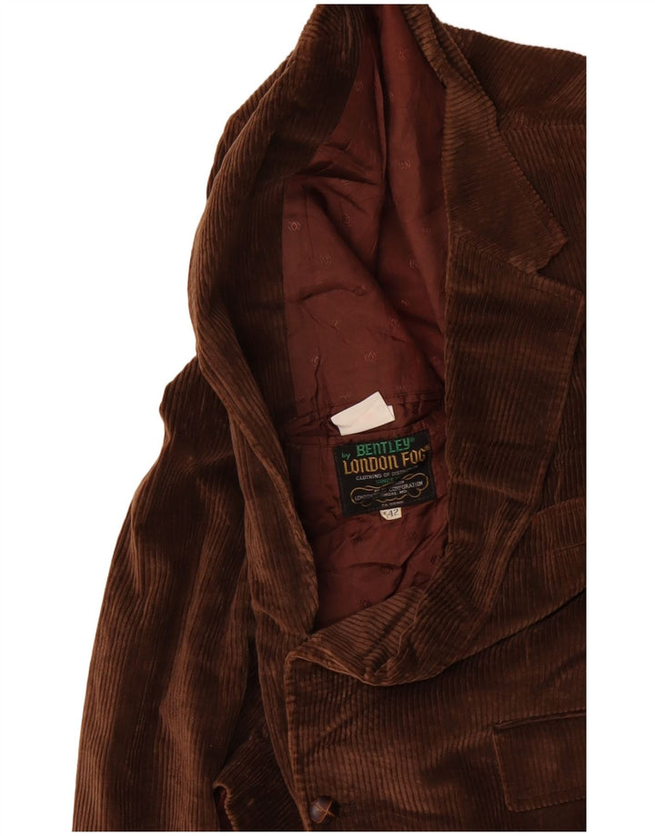 LONDON FOG Giacca blazer da uomo in velluto a coste a 2 bottoni EU 42 XL cotone marrone