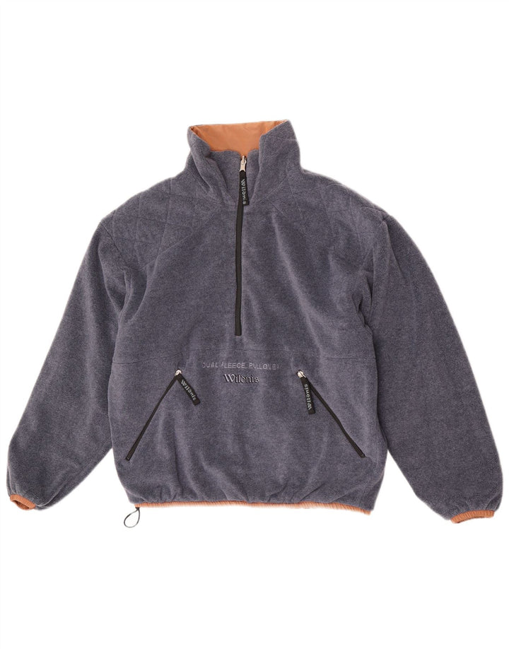 Giacca reversibile in pile oversize vintage da uomo piccola in poliammide marrone