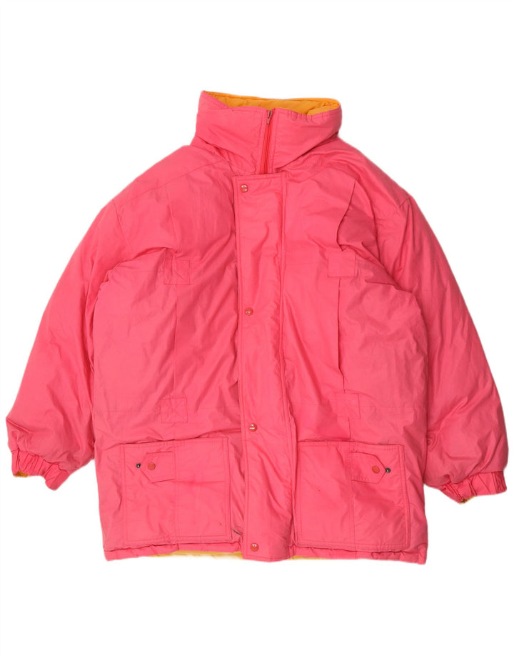 Cappotto imbottito con cappuccio vintage da uomo UK 42 XL poliestere rosa