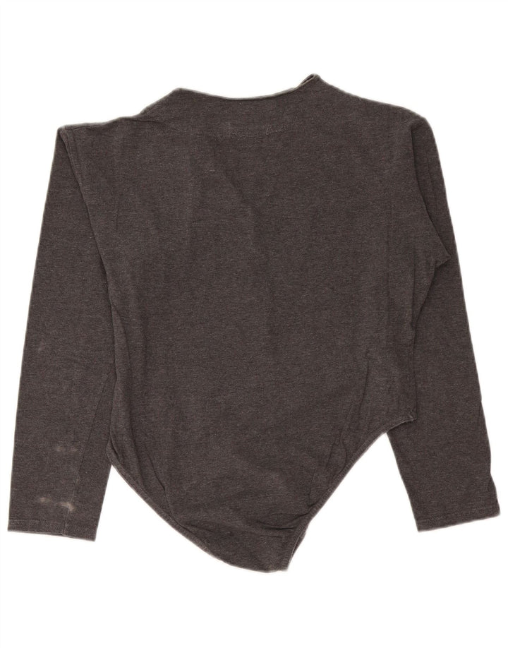 Body da donna vintage UK 12 cotone grigio medio