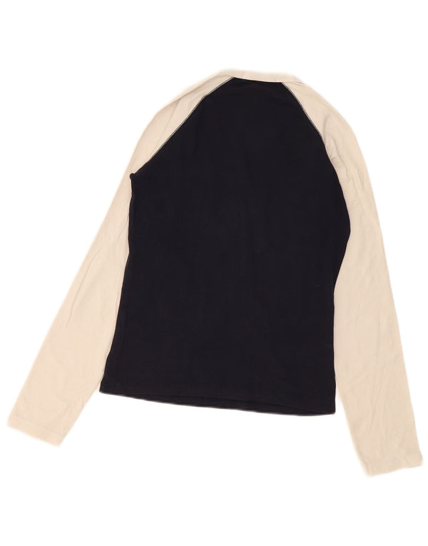 Gas Top grafico da donna a maniche lunghe UK 12 Medium Navy Blue Colourblock