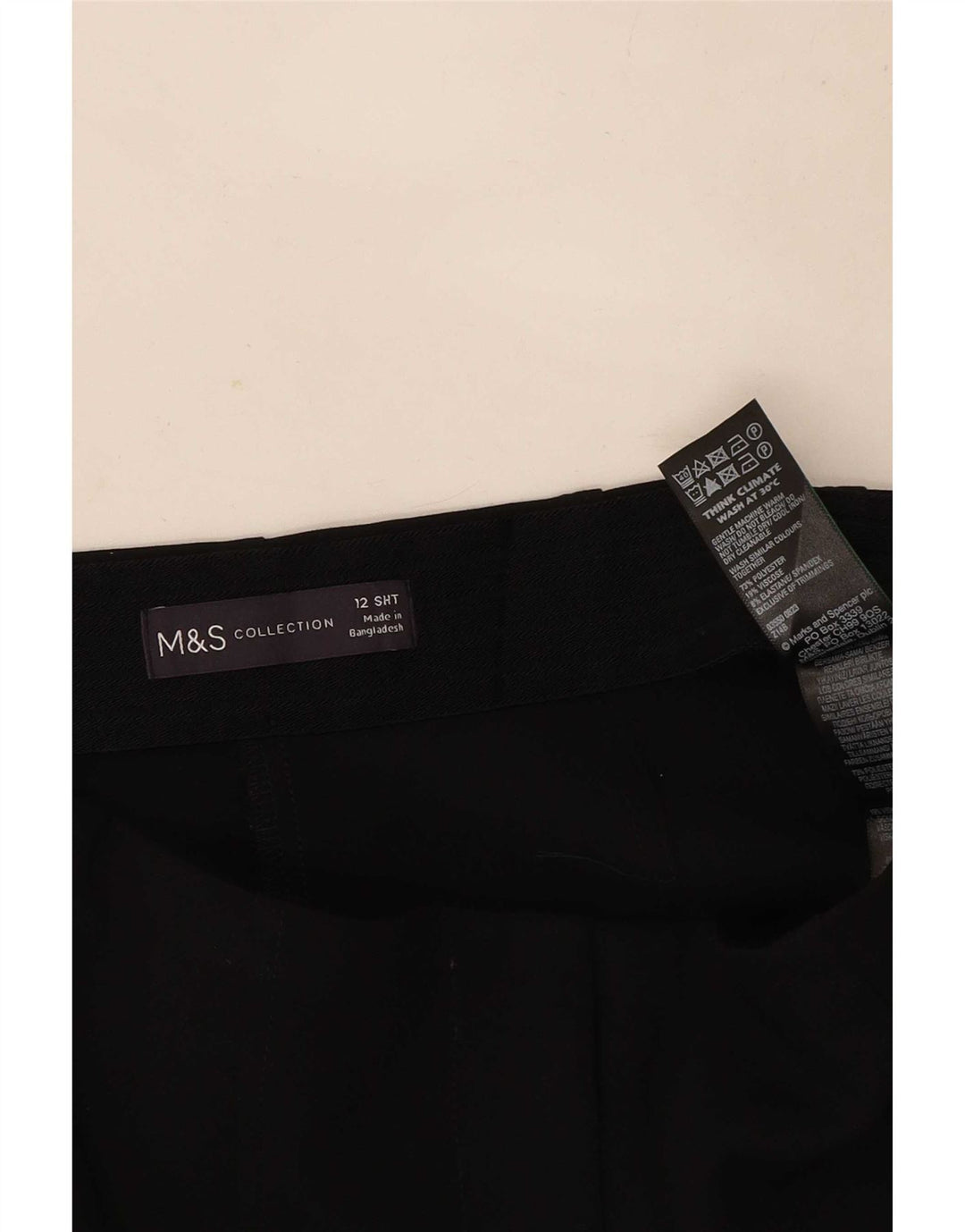 Pantaloni chino corti Marks & Spencer da donna UK 12 medi W30 L23 neri